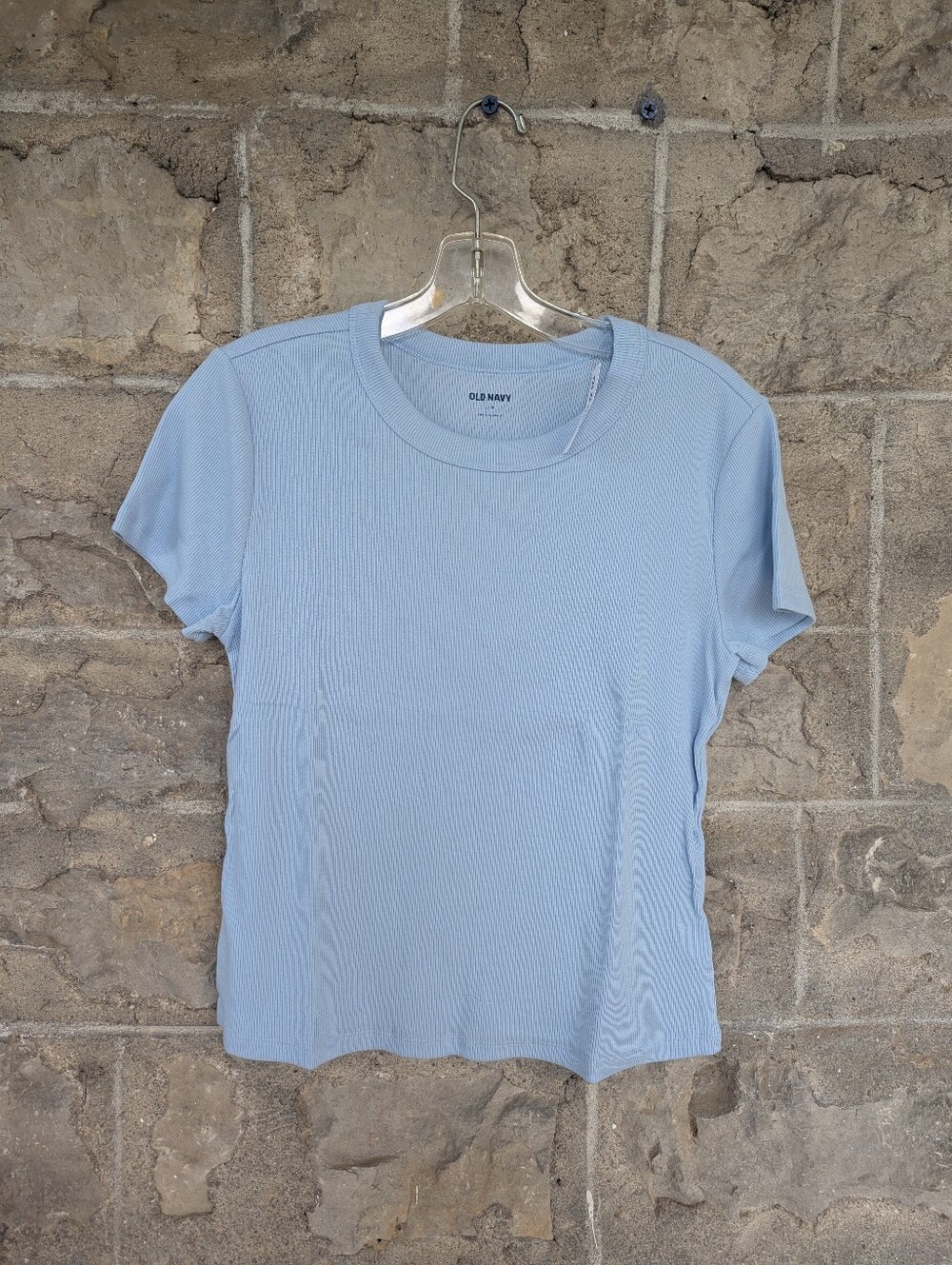 Old Navy Light Blue Ribbed Short Sleeve Tee